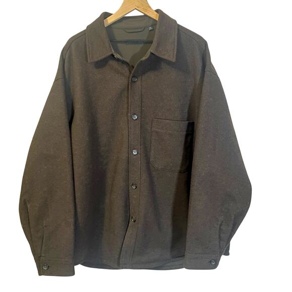 Uniqlo Brown Felted Overshirt Jacket Button Down Multi Pocket Sz 3X Collared - Picture 1 of 13
